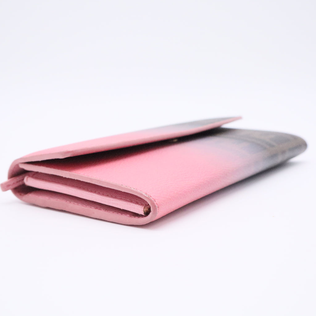 Pink Ombre Zucca Coated Canvas Continental Wallet