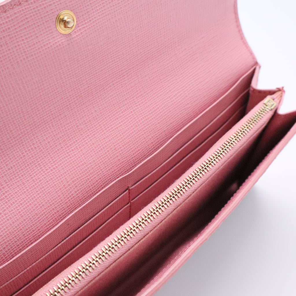 Pink Ombre Zucca Coated Canvas Continental Wallet
