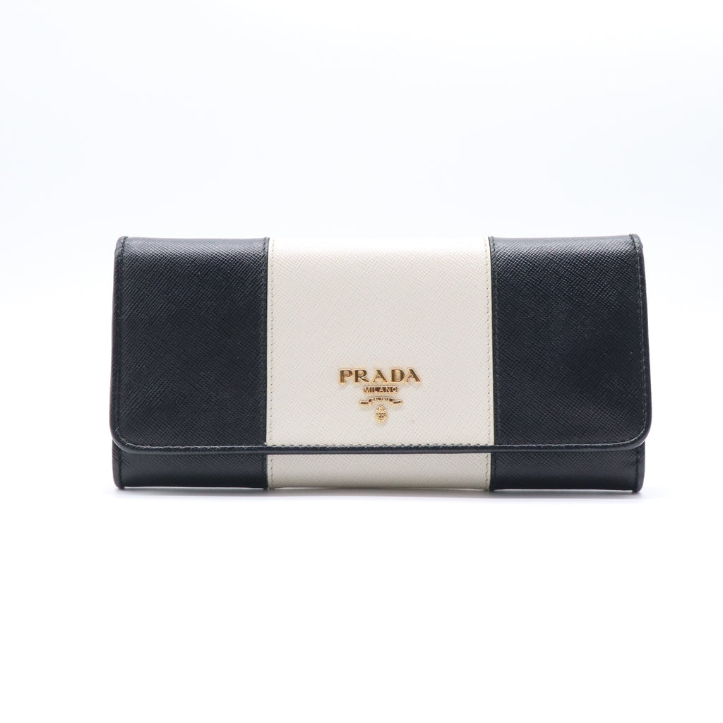 Prada Saffiano Leather Continental Wallet Black W21625