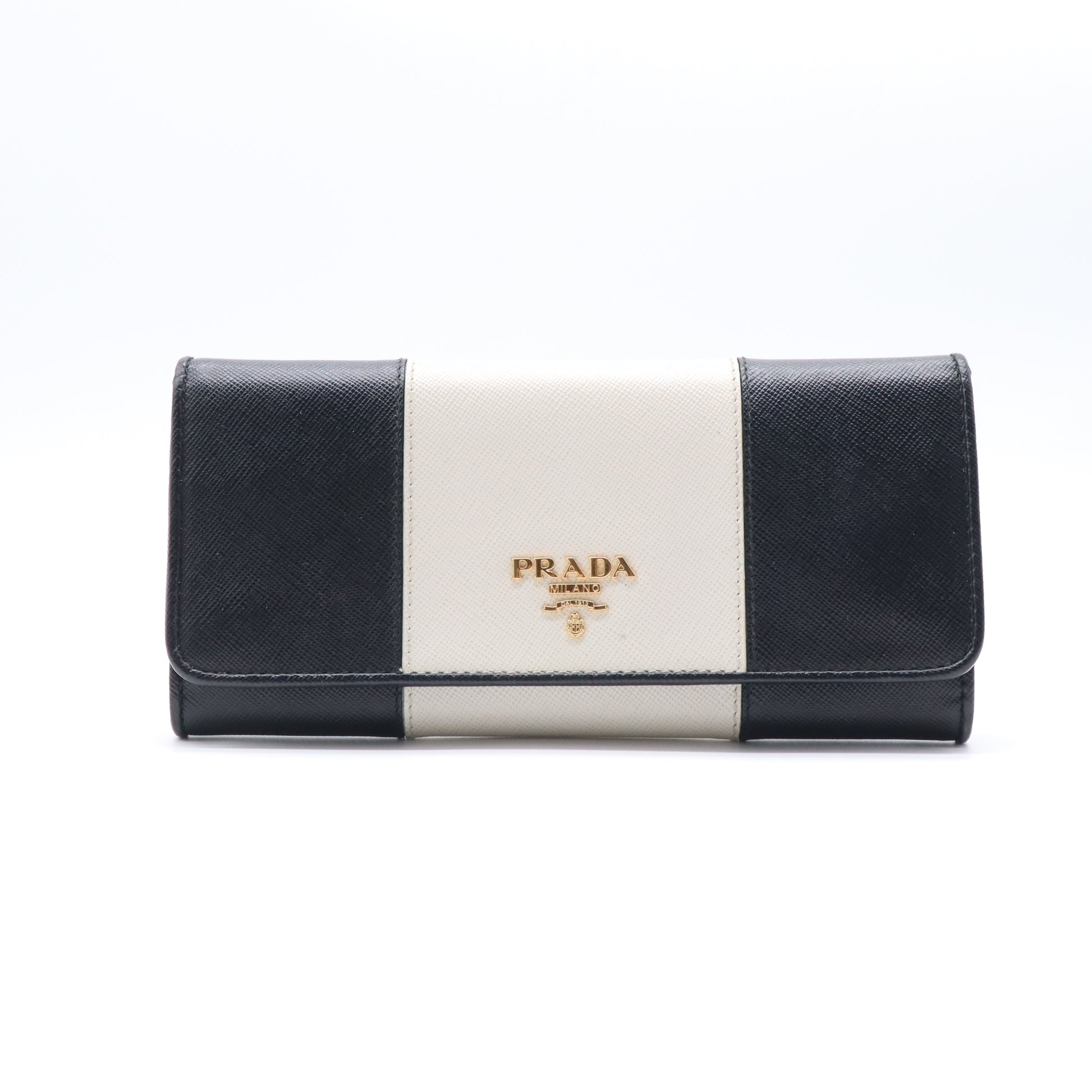 Prada Saffiano Leather Continental Wallet Black W21625