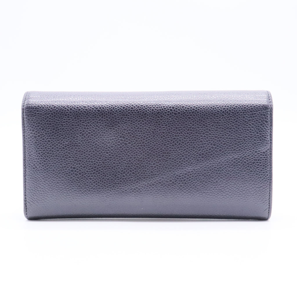 Caviar Timeless CC Large Gusset Flap Wallet Black Gisel