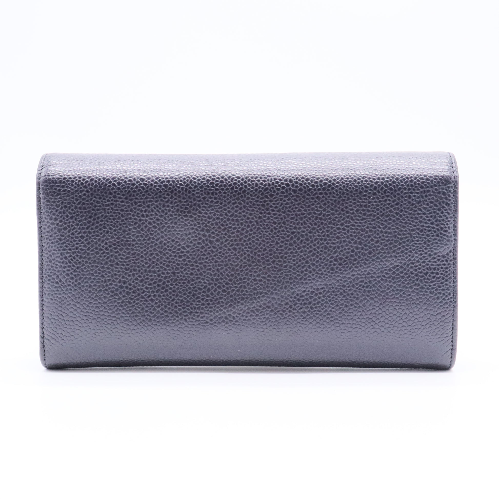 Caviar Timeless CC Large Gusset Flap Wallet Black Gisel