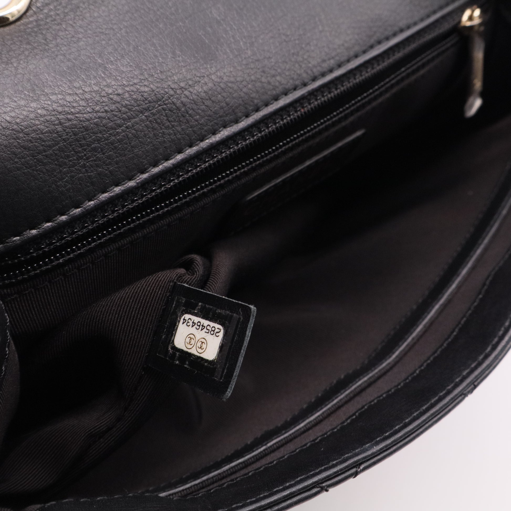 Calfskin Stitched CC Case Flap Bag Black twins