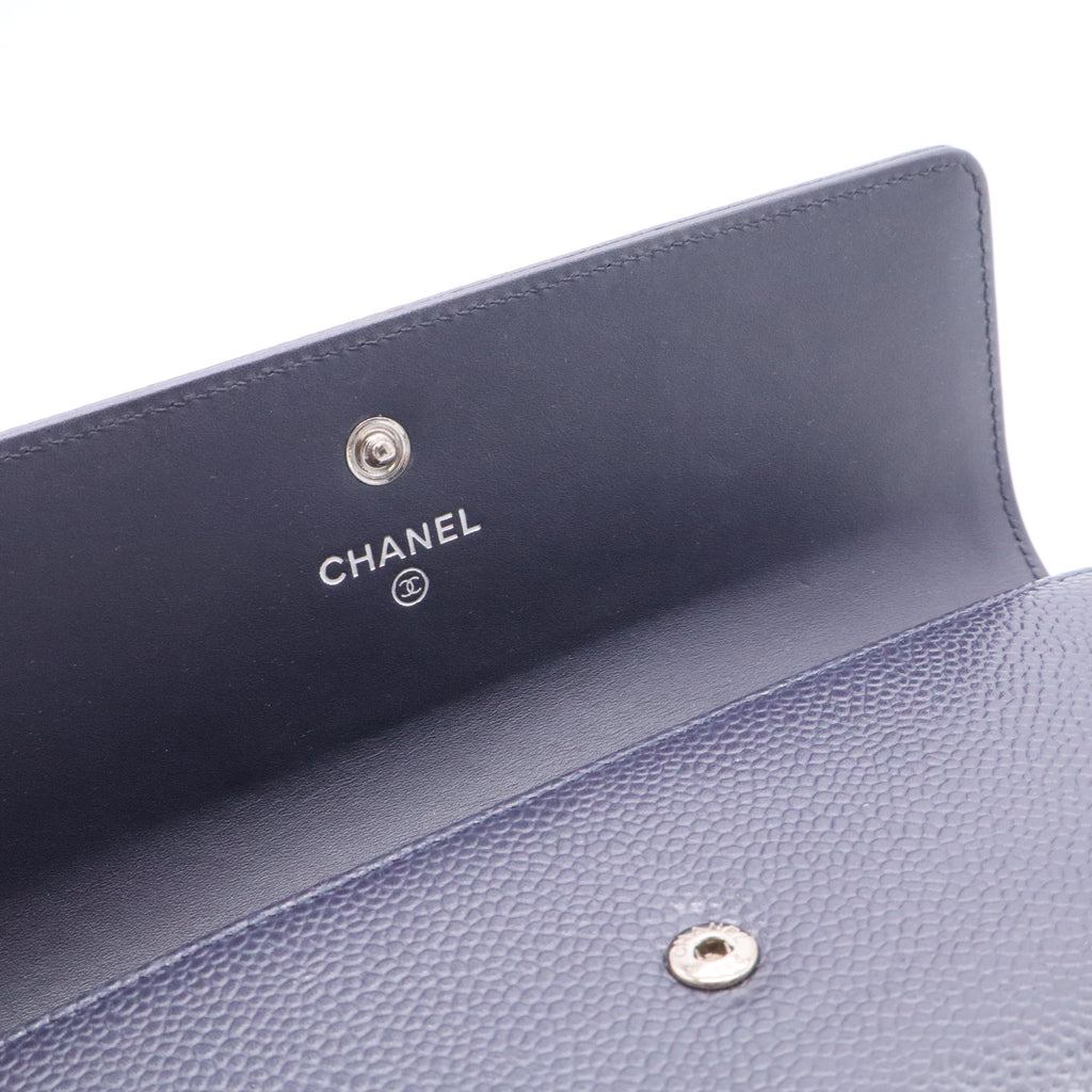 Caviar Timeless CC Large Gusset Flap Wallet Black Gisel