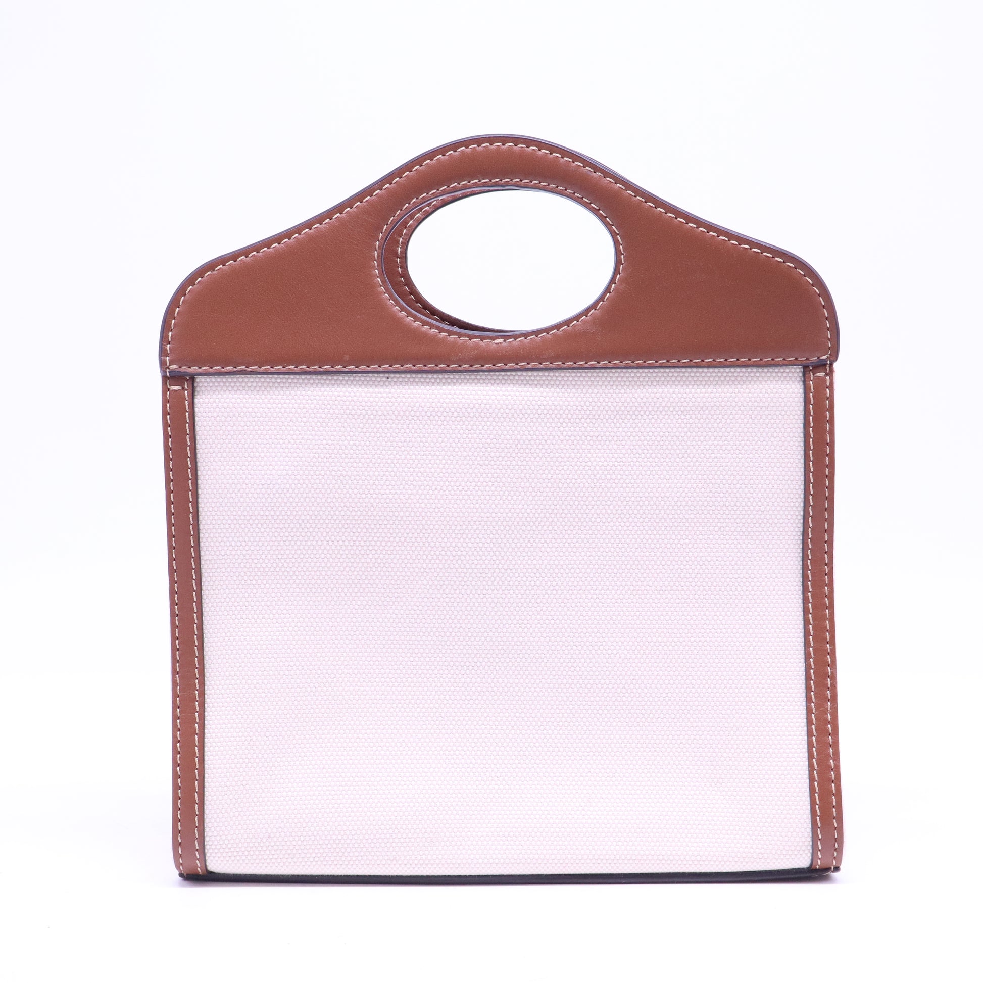Canvas Smooth Calfskin Two Tone Mini Pocket Bag Natural Malt Brown B21119