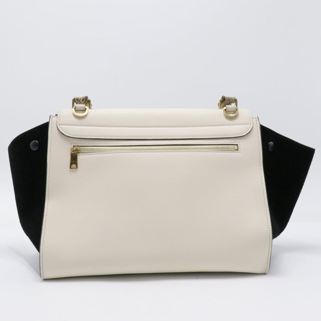 Calfskin Suede Whipsnake Medium Trapeze Black White