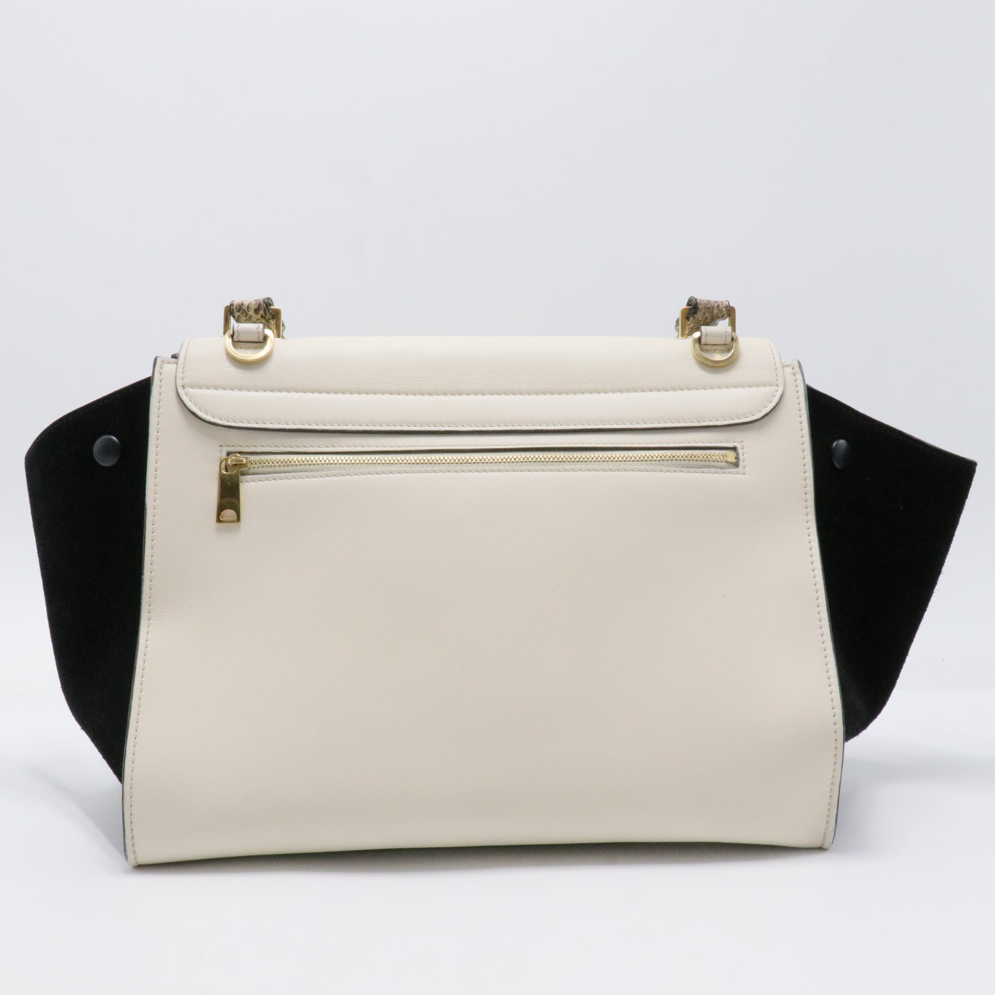 Calfskin Suede Whipsnake Medium Trapeze Black White