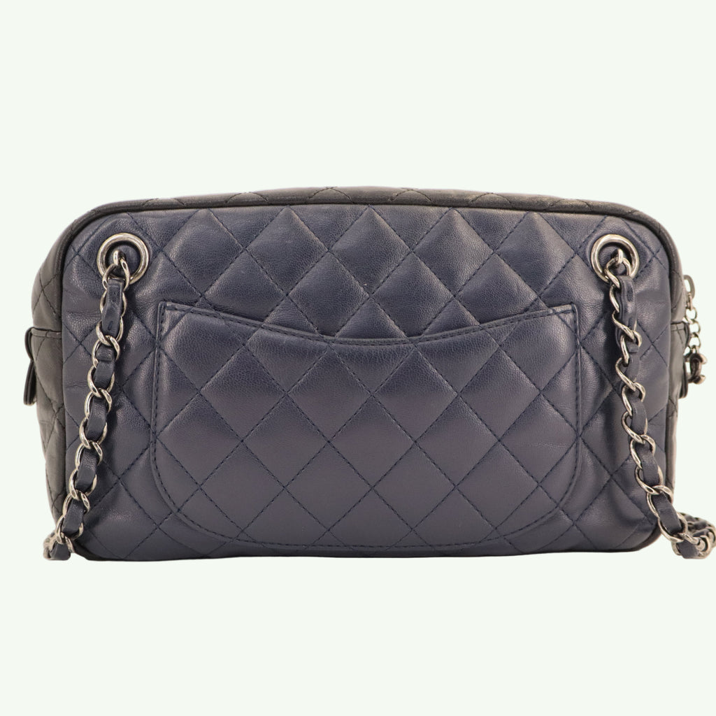 Chanel Navy Blue/Black Quilted Lambskin Leather Girl Chanel twins