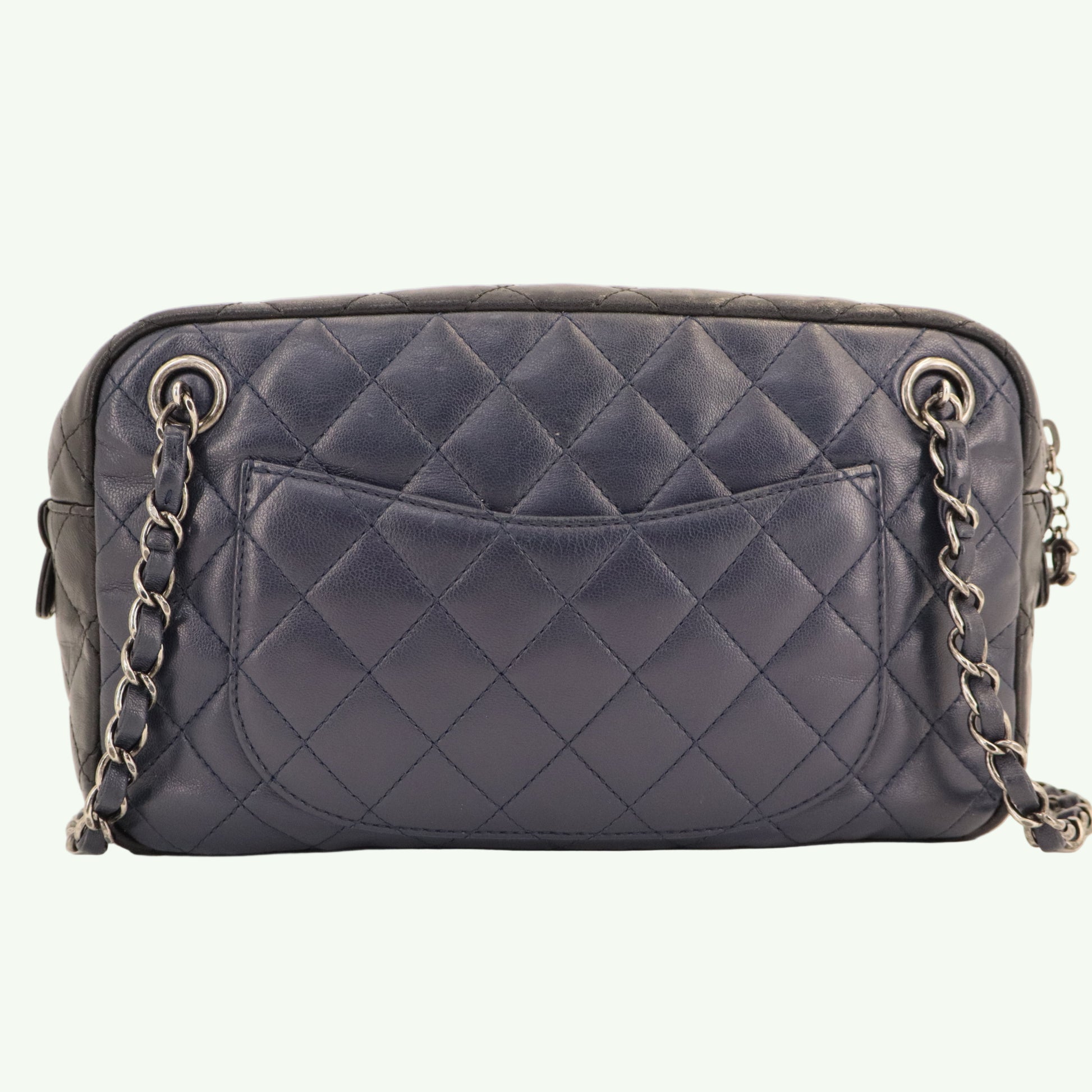 Chanel Navy Blue/Black Quilted Lambskin Leather Girl Chanel twins