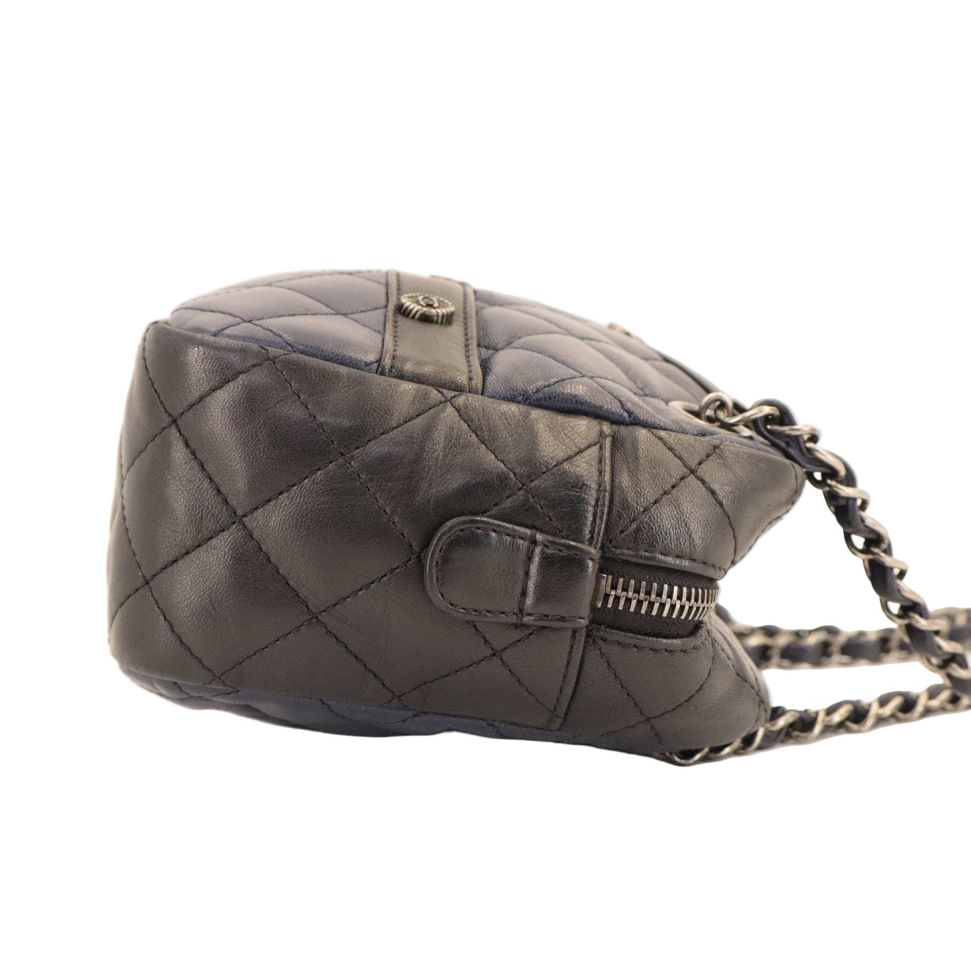 Chanel Navy Blue/Black Quilted Lambskin Leather Girl Chanel twins