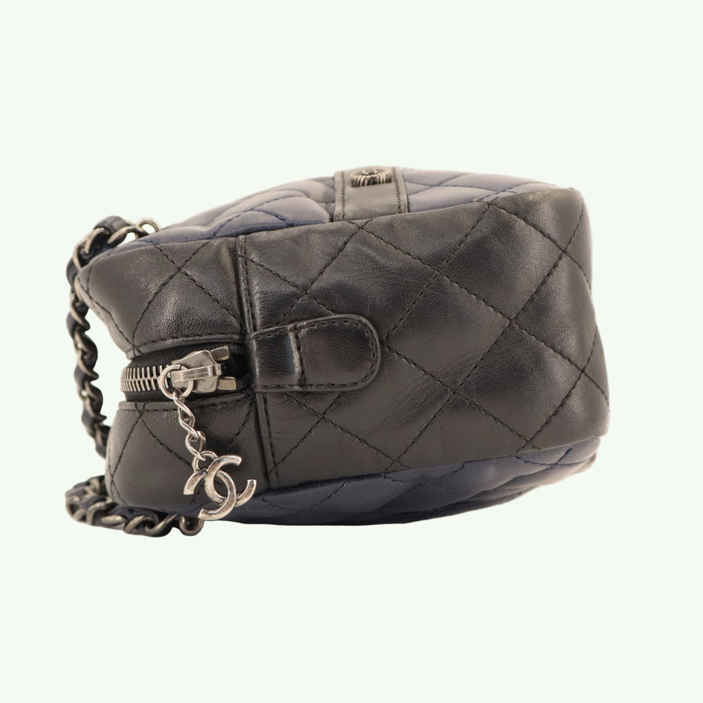 Chanel Navy Blue/Black Quilted Lambskin Leather Girl Chanel twins