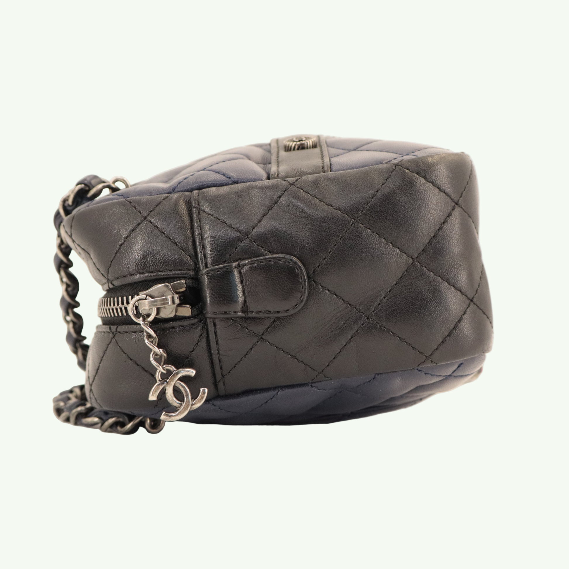 Chanel Navy Blue/Black Quilted Lambskin Leather Girl Chanel twins