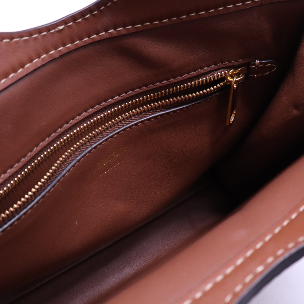 Canvas Smooth Calfskin Two Tone Mini Pocket Bag Natural Malt Brown B21119