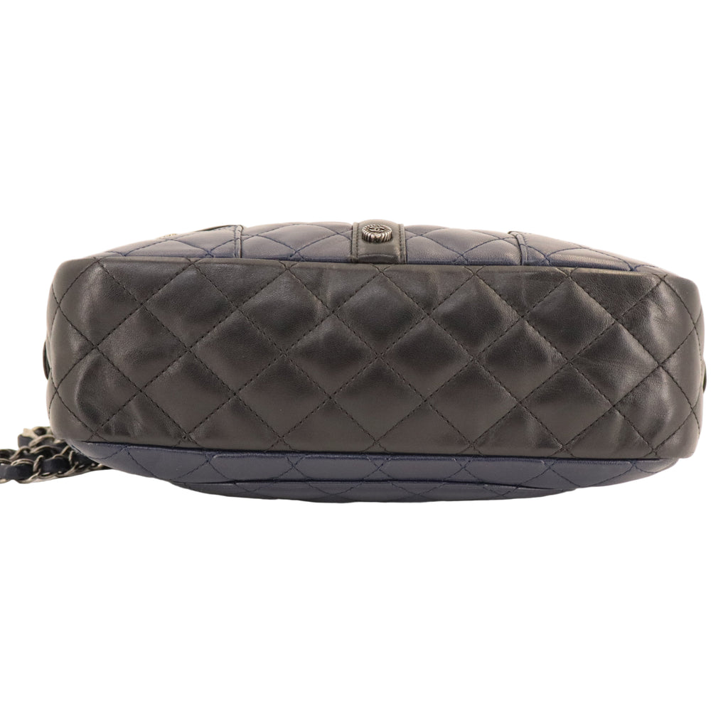 Chanel Navy Blue/Black Quilted Lambskin Leather Girl Chanel twins