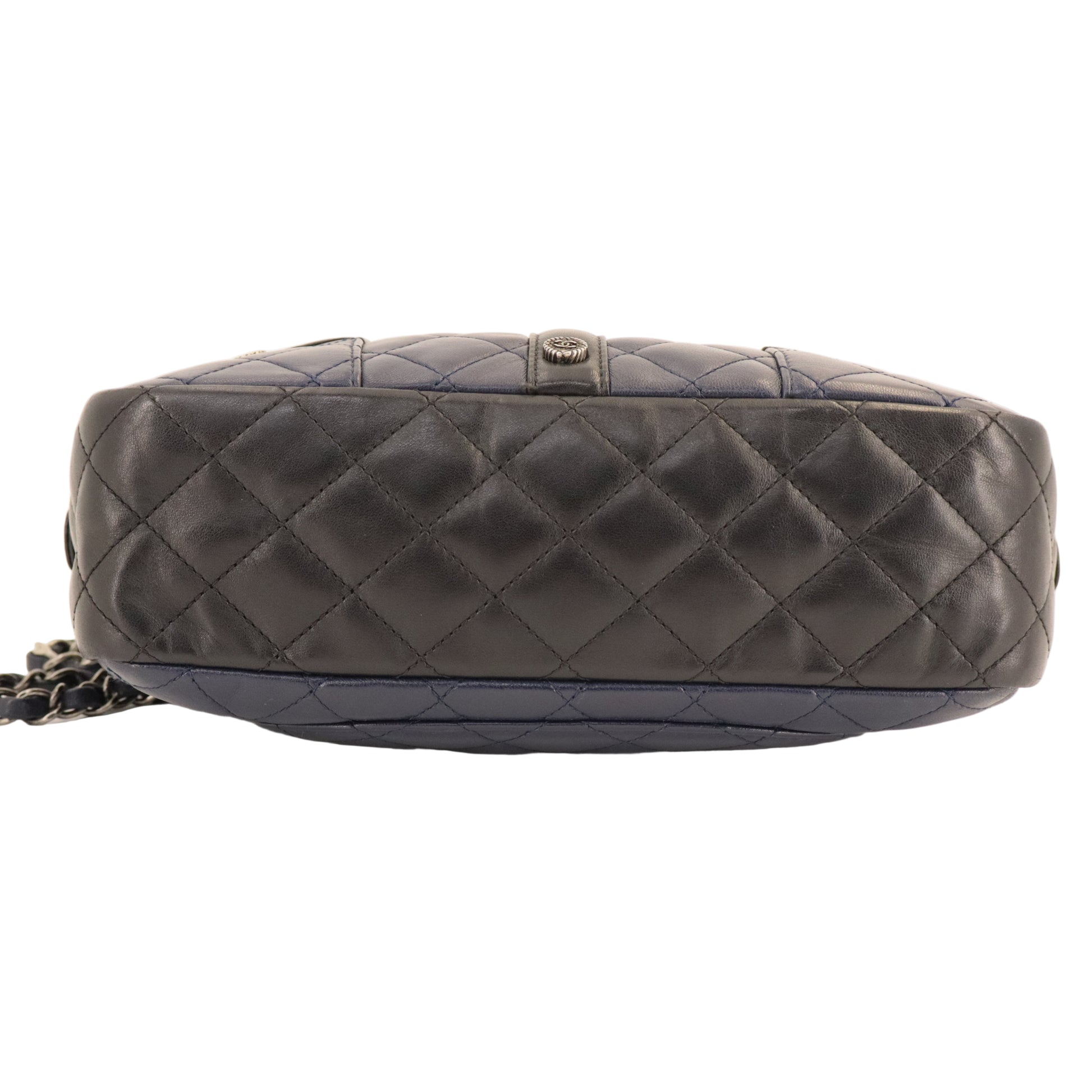 Chanel Navy Blue/Black Quilted Lambskin Leather Girl Chanel twins