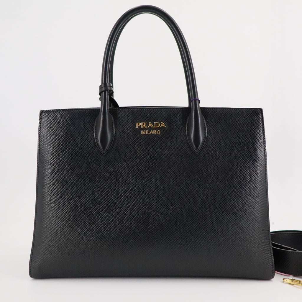 Prada Bibliotheque Tote Saffiano with City Calf Large Twins