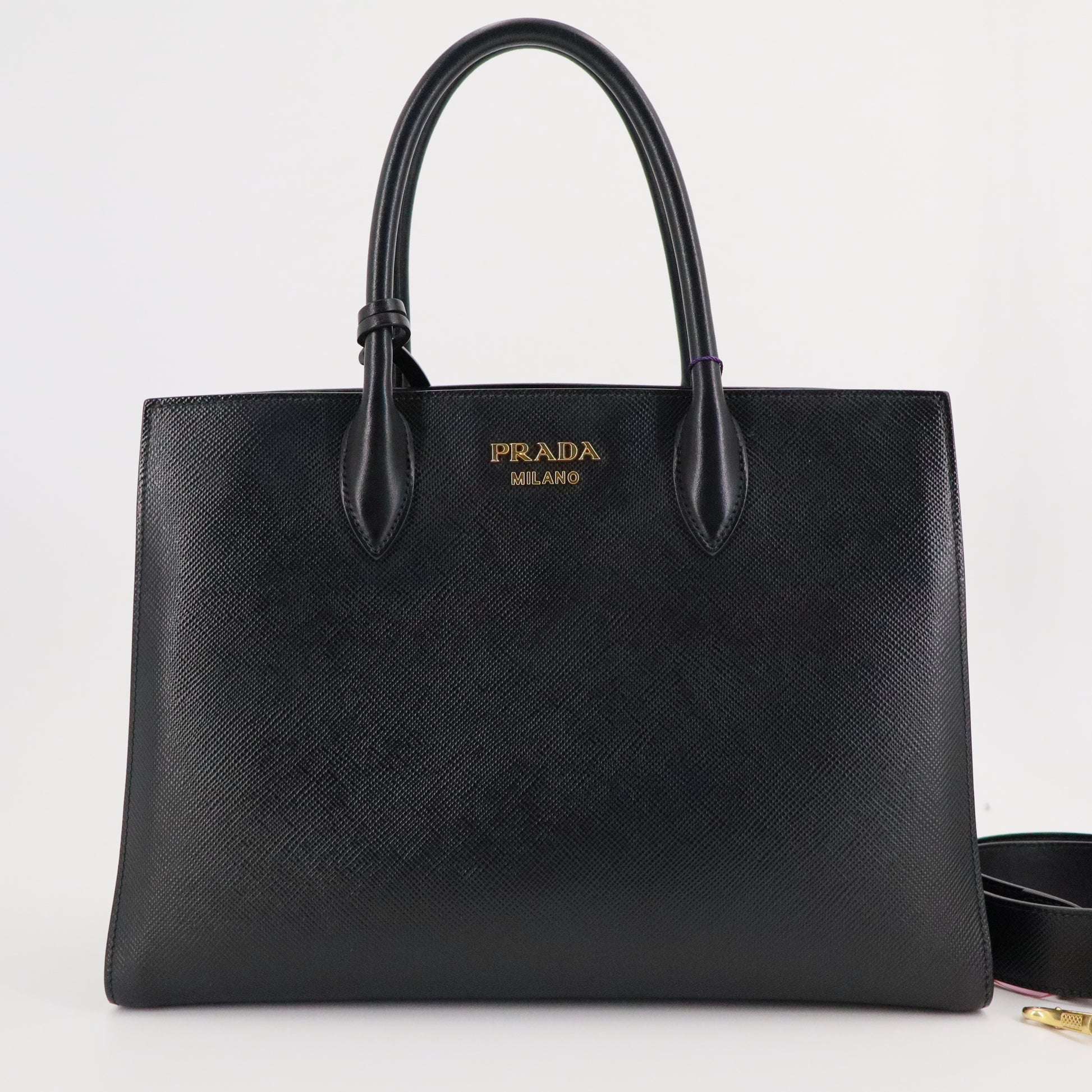 Prada Bibliotheque Tote Saffiano with City Calf Large Twins