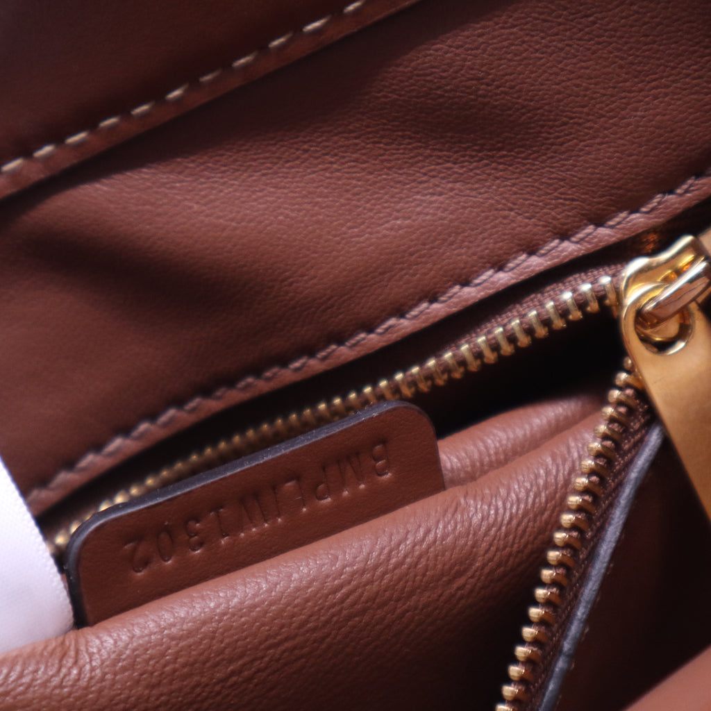 Canvas Smooth Calfskin Two Tone Mini Pocket Bag Natural Malt Brown B21119