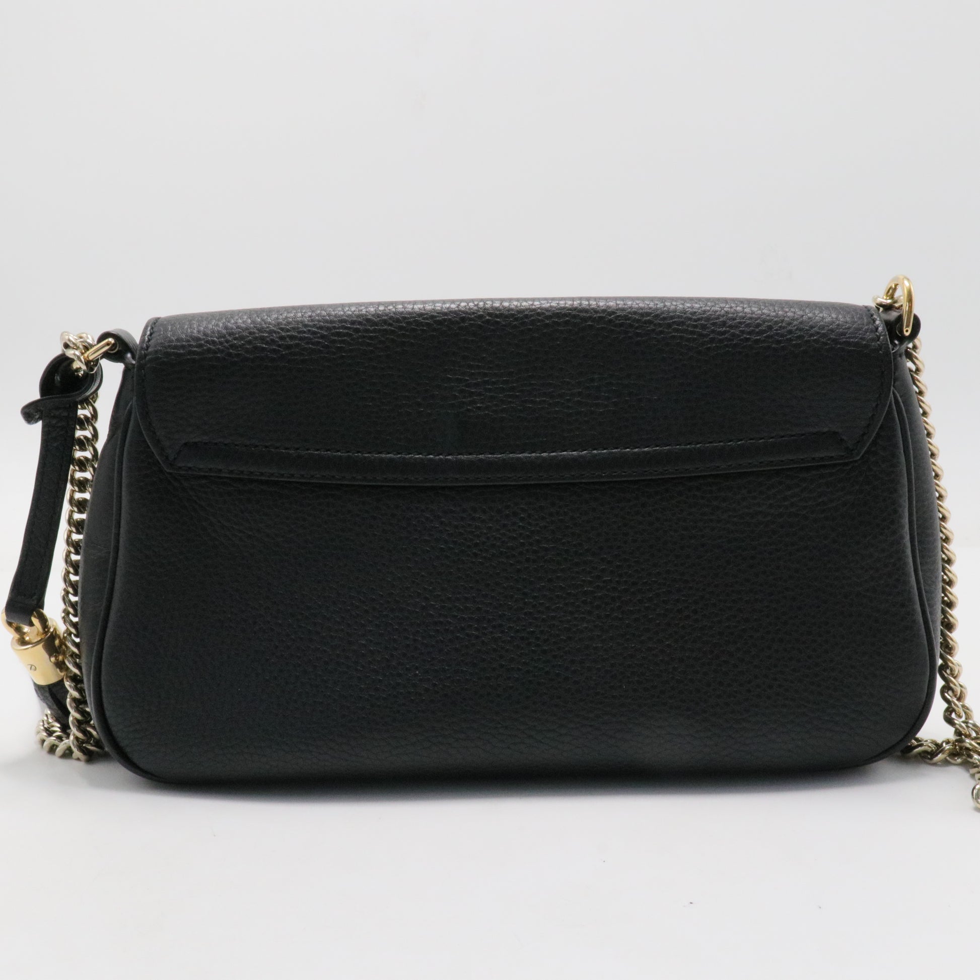 Pebbled Calfskin Medium Soho Flap Crossbody Black