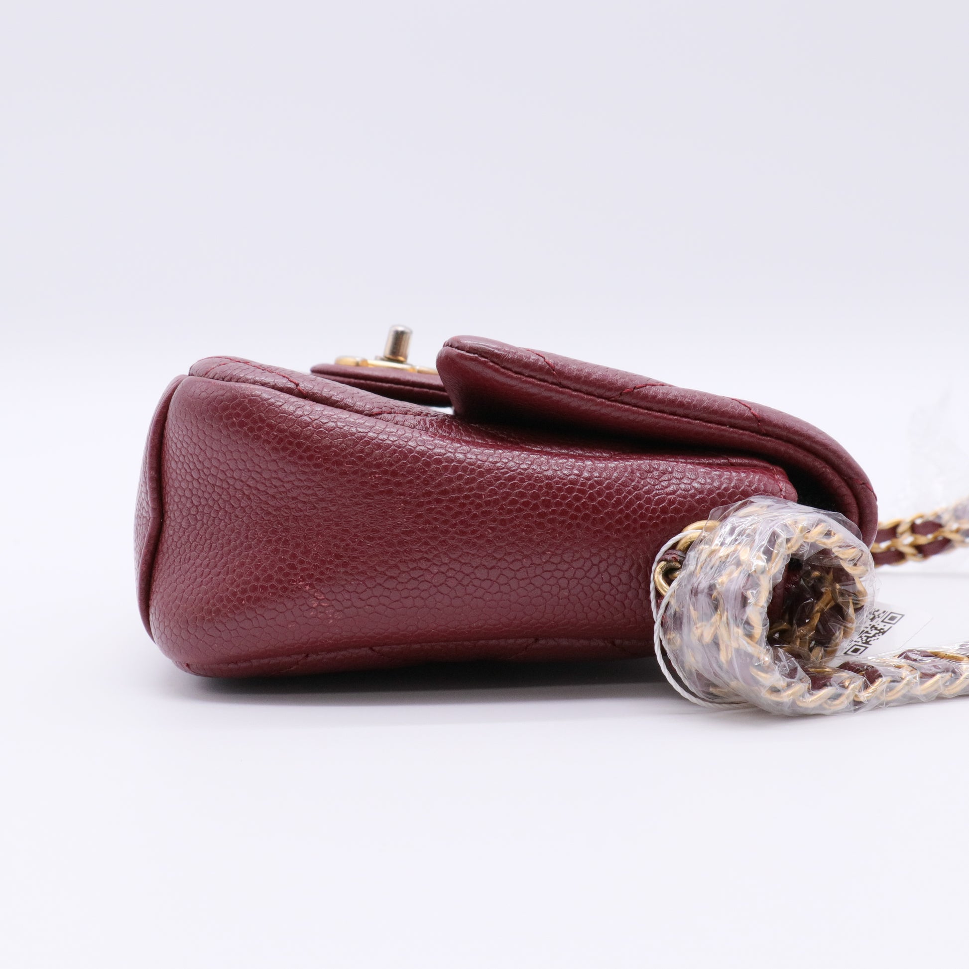 Caviar Quilted Mini Chain Soul Flap Burgundy twins