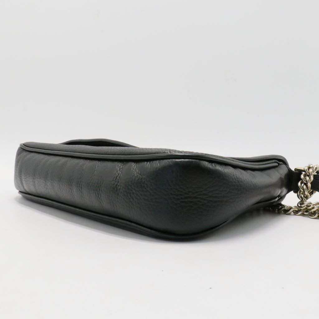 Pebbled Calfskin Medium Soho Flap Crossbody Black