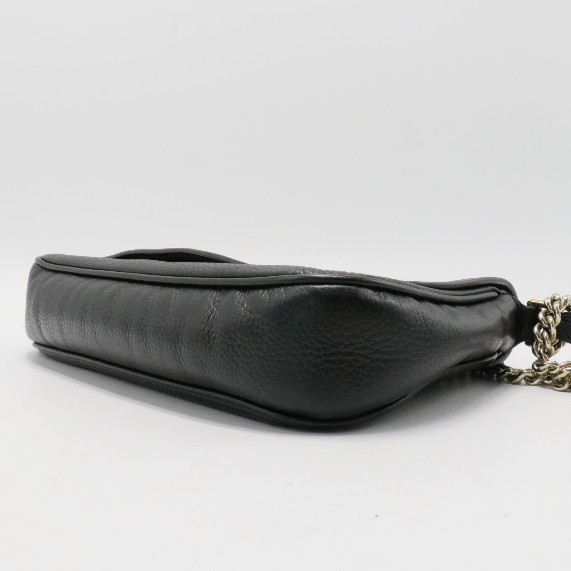 Pebbled Calfskin Medium Soho Flap Crossbody Black