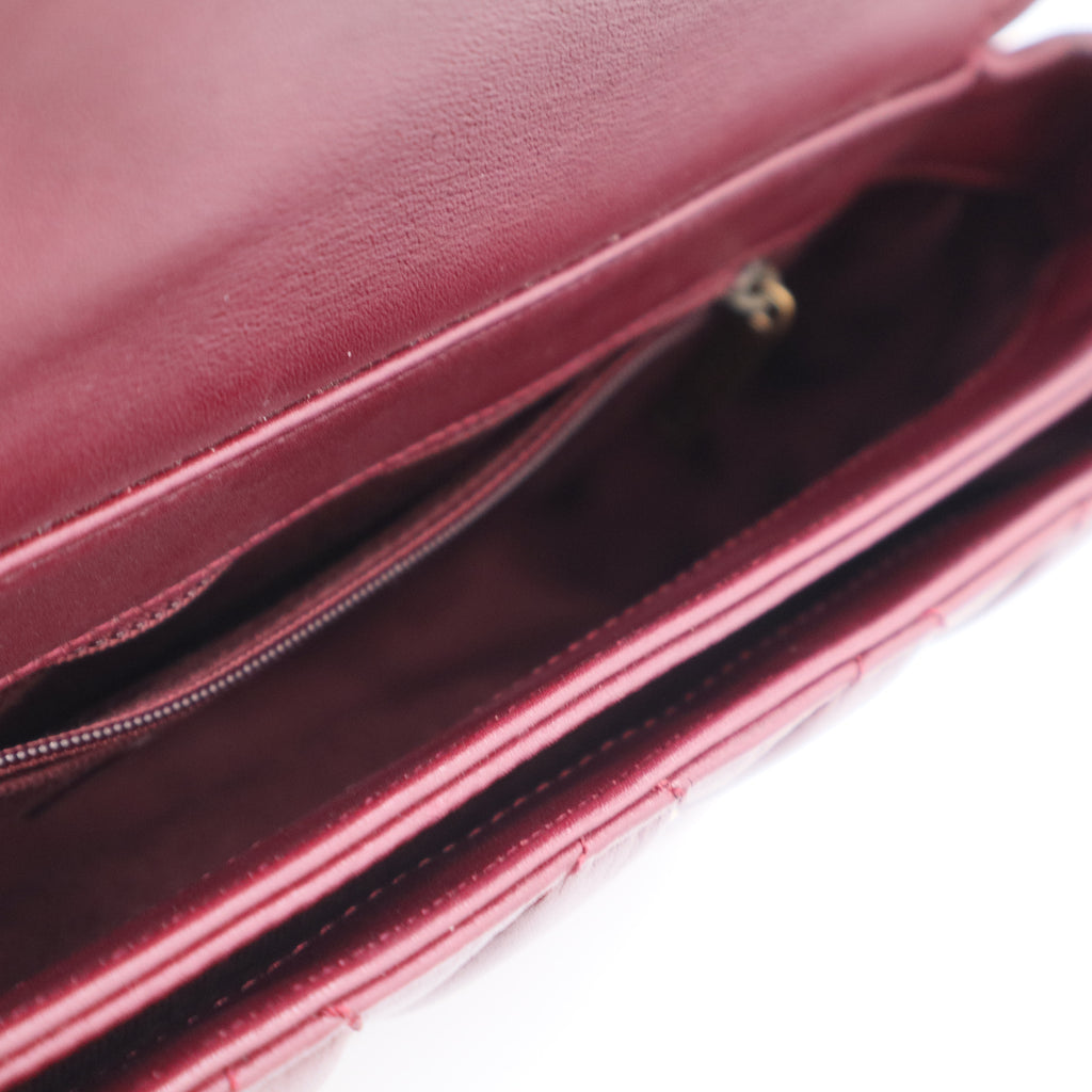 Calfskin Perfect Edge Medium Flap Burgundy