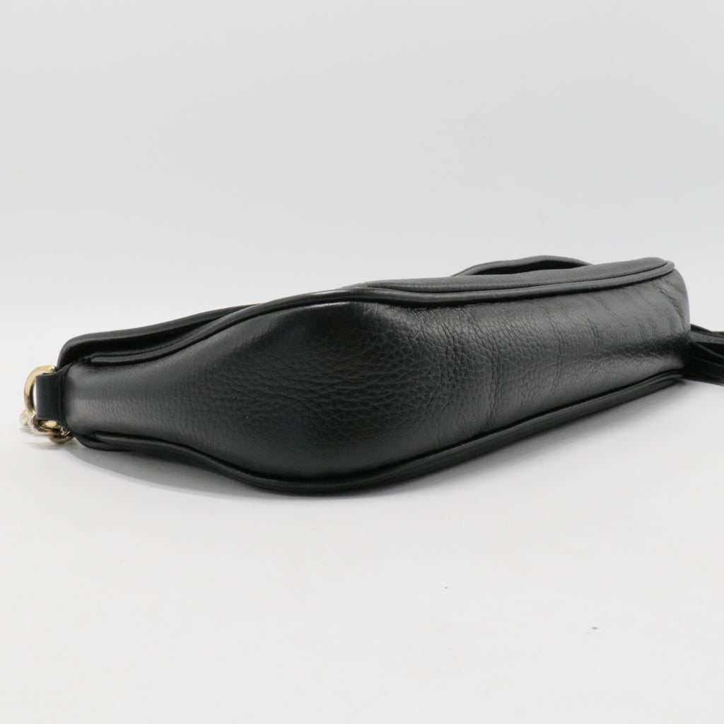 Pebbled Calfskin Medium Soho Flap Crossbody Black