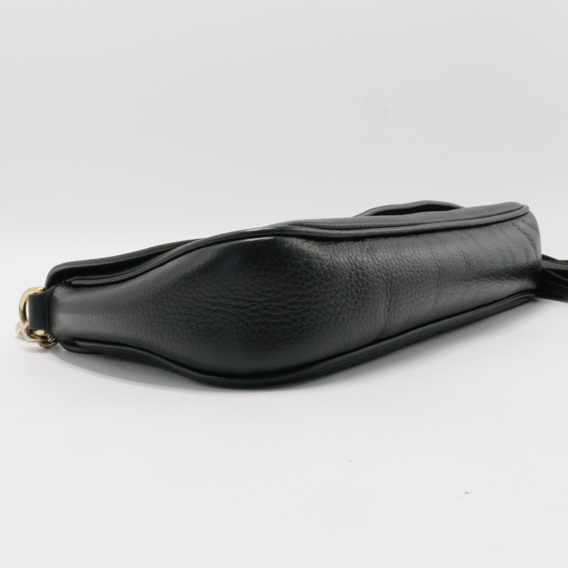 Pebbled Calfskin Medium Soho Flap Crossbody Black