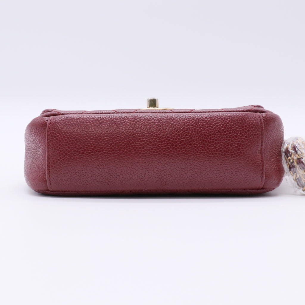 Caviar Quilted Mini Chain Soul Flap Burgundy twins