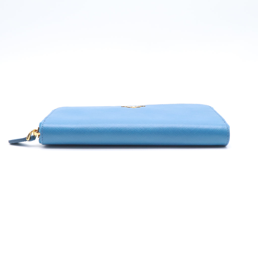 Prada Saffiano Metal Oro Zip Around Long Wallet W21582