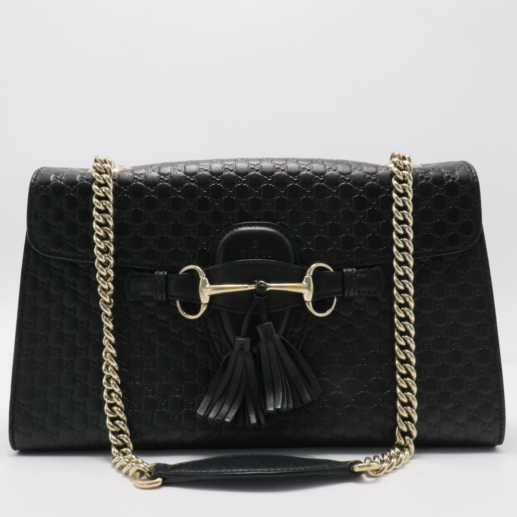 Microguccissima Medium Emily Chain Shoulder Bag Black