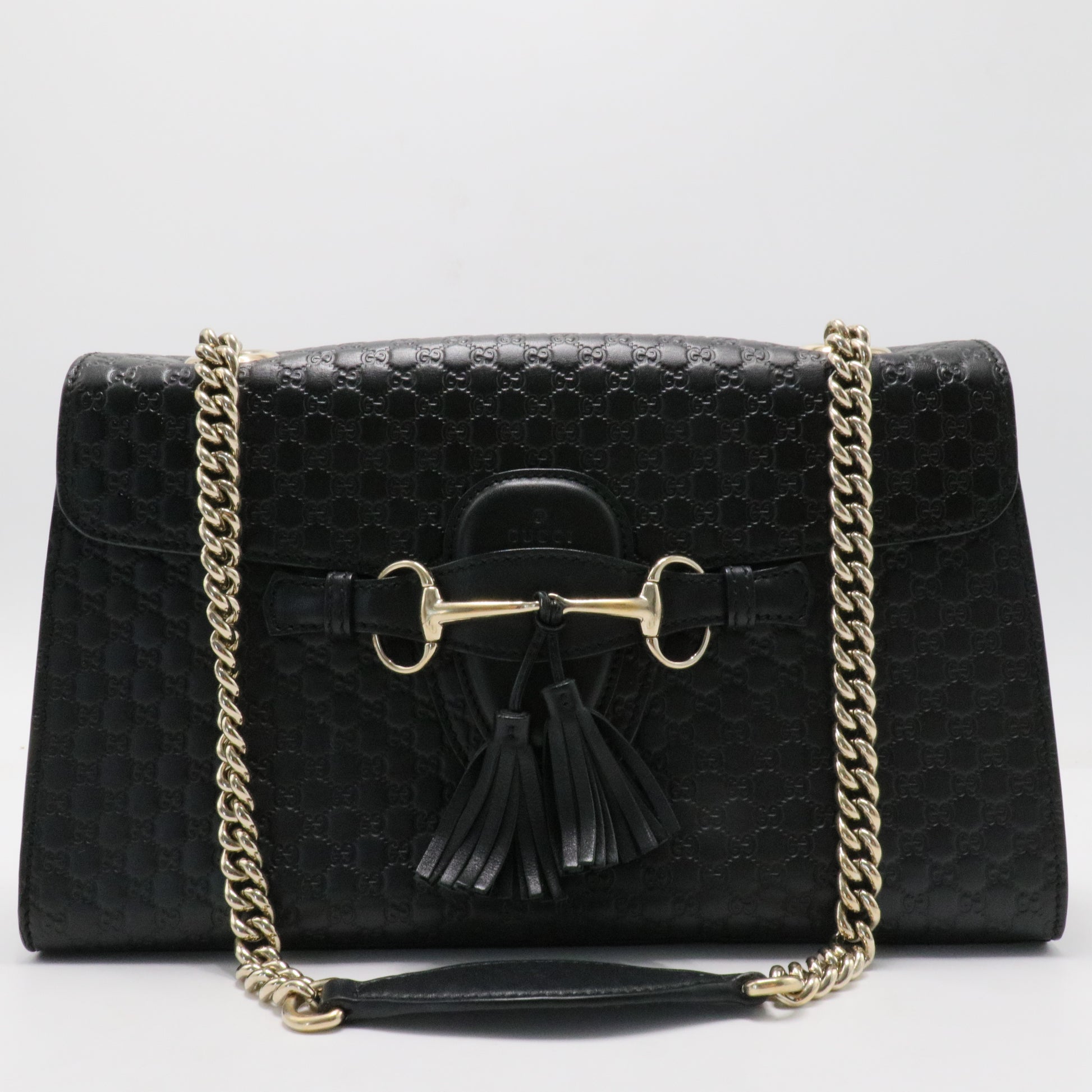 Microguccissima Medium Emily Chain Shoulder Bag Black