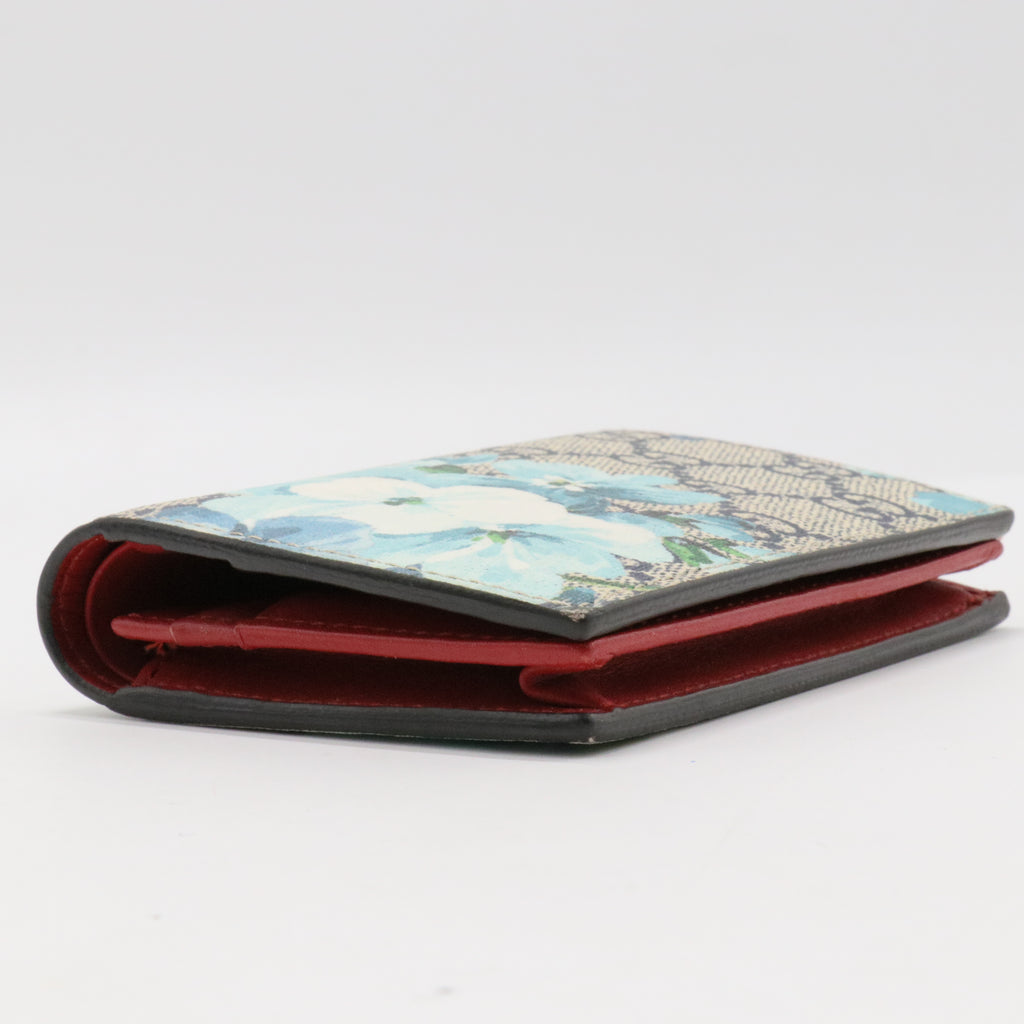 Chain Wallet Blooms Print GG Coated Canvas