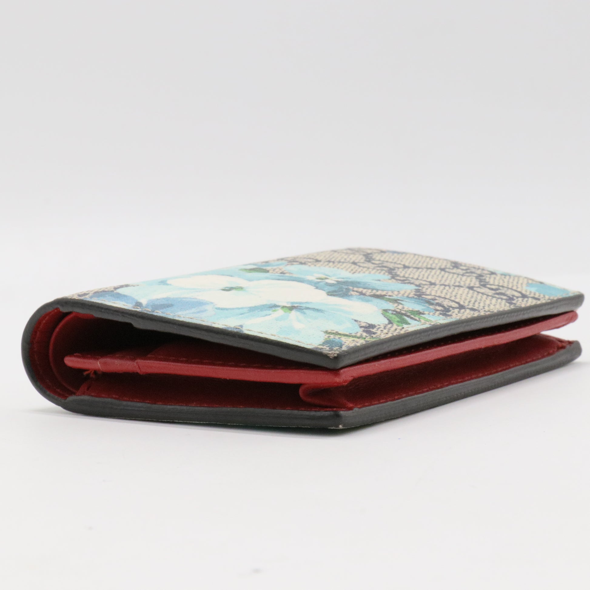 Chain Wallet Blooms Print GG Coated Canvas