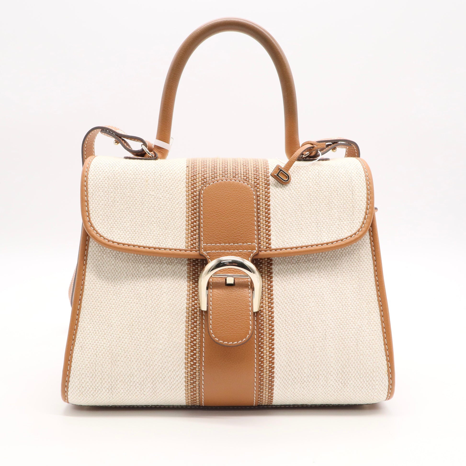 Delvaux Ivory/Vegetal Toile Sangle Brillant MM Bag twins
