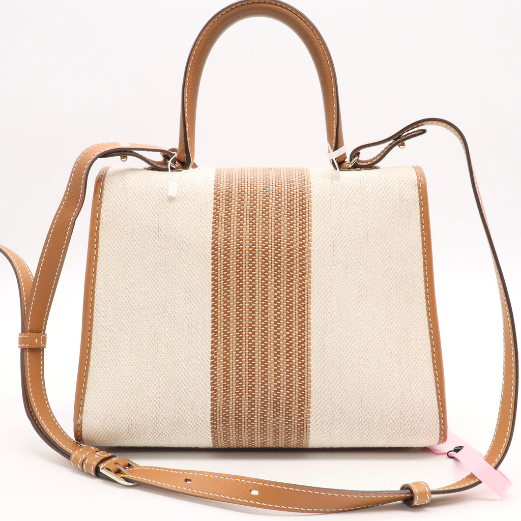 Delvaux Ivory/Vegetal Toile Sangle Brillant MM Bag twins
