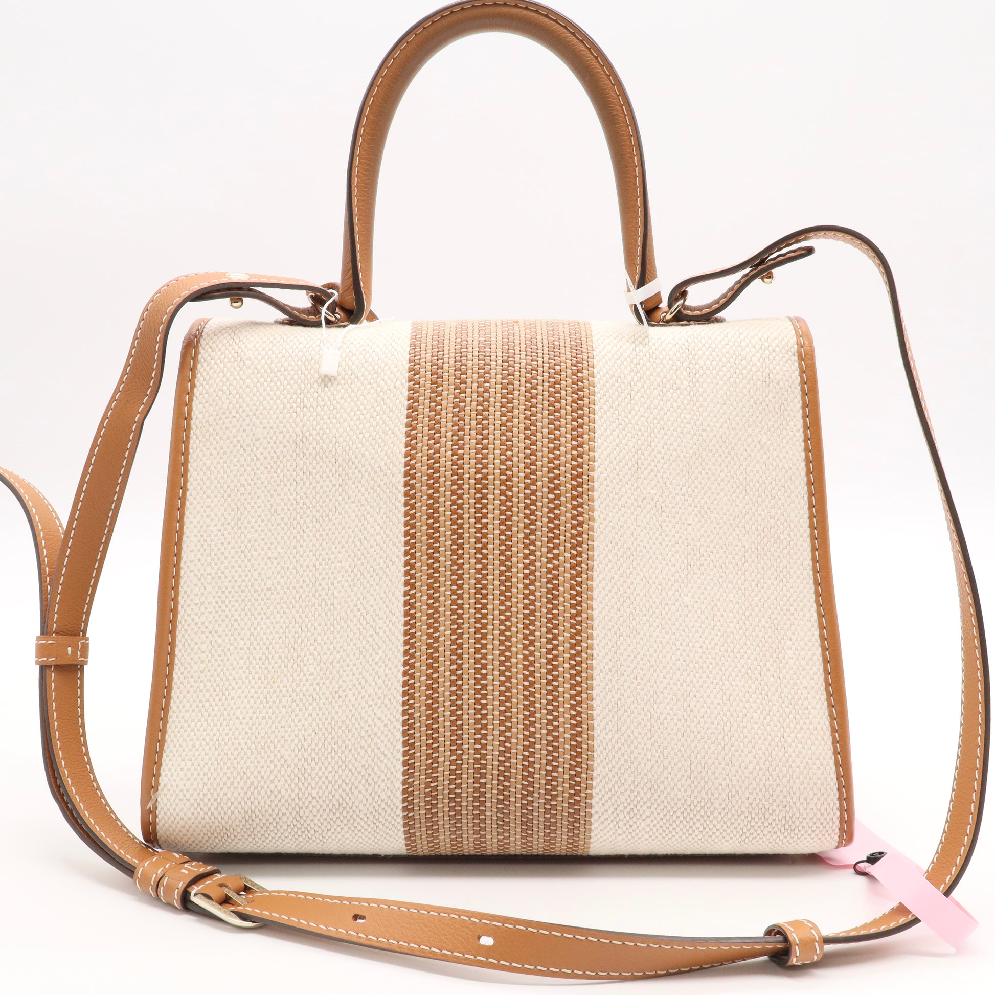 Delvaux Ivory/Vegetal Toile Sangle Brillant MM Bag twins