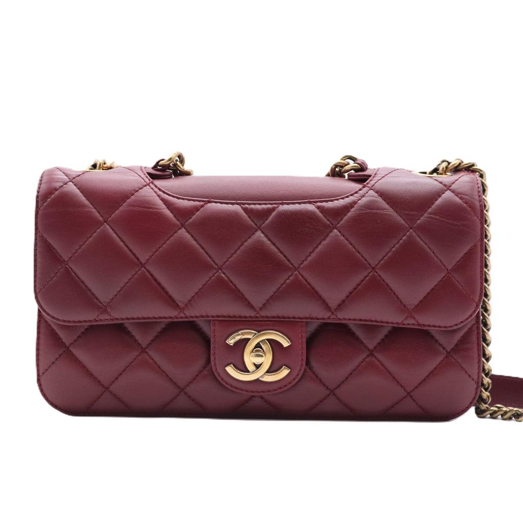 Calfskin Perfect Edge Medium Flap Burgundy