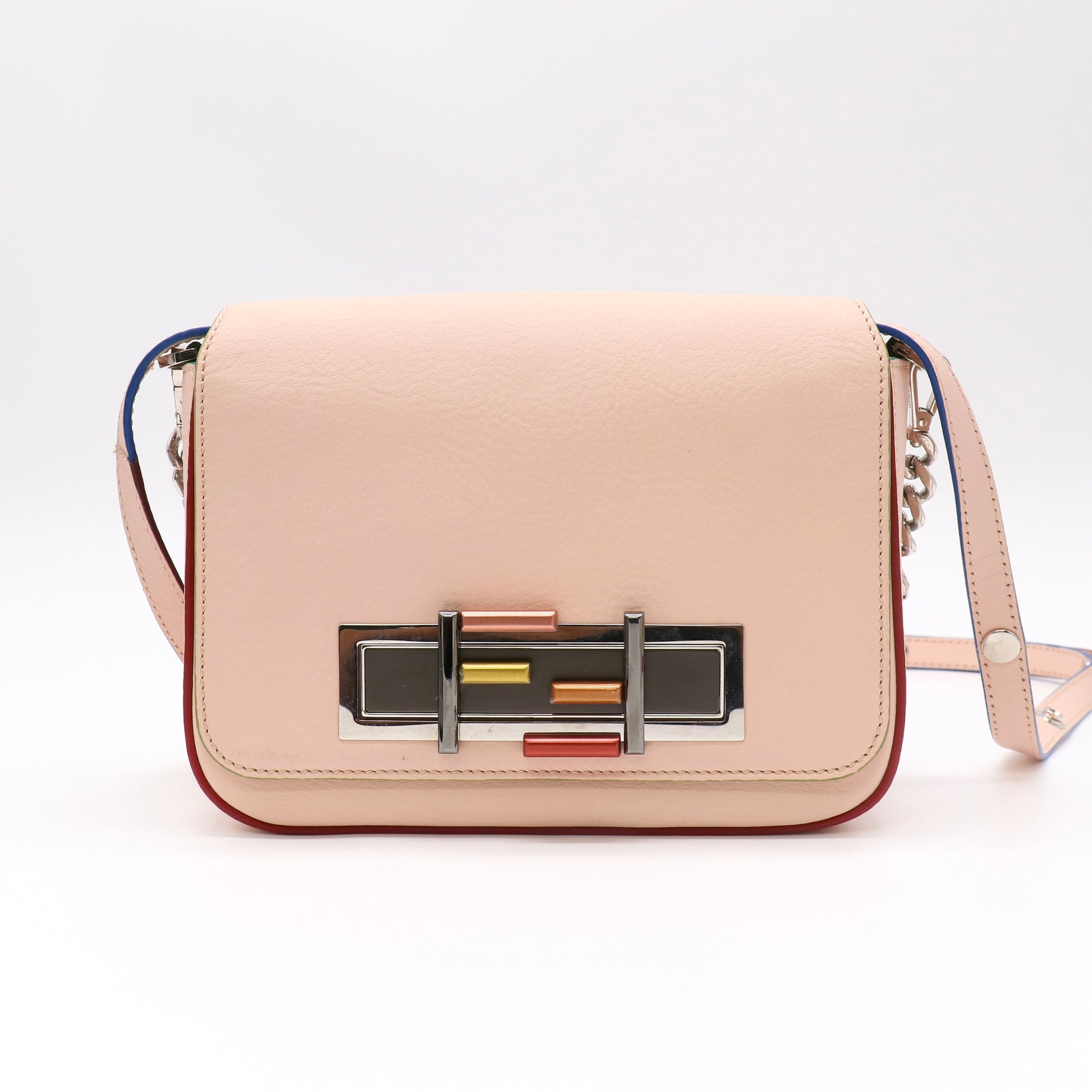 Fendi Pink Calfskin Leather 3Baguette Shoulder Bag Twins LDJ5032