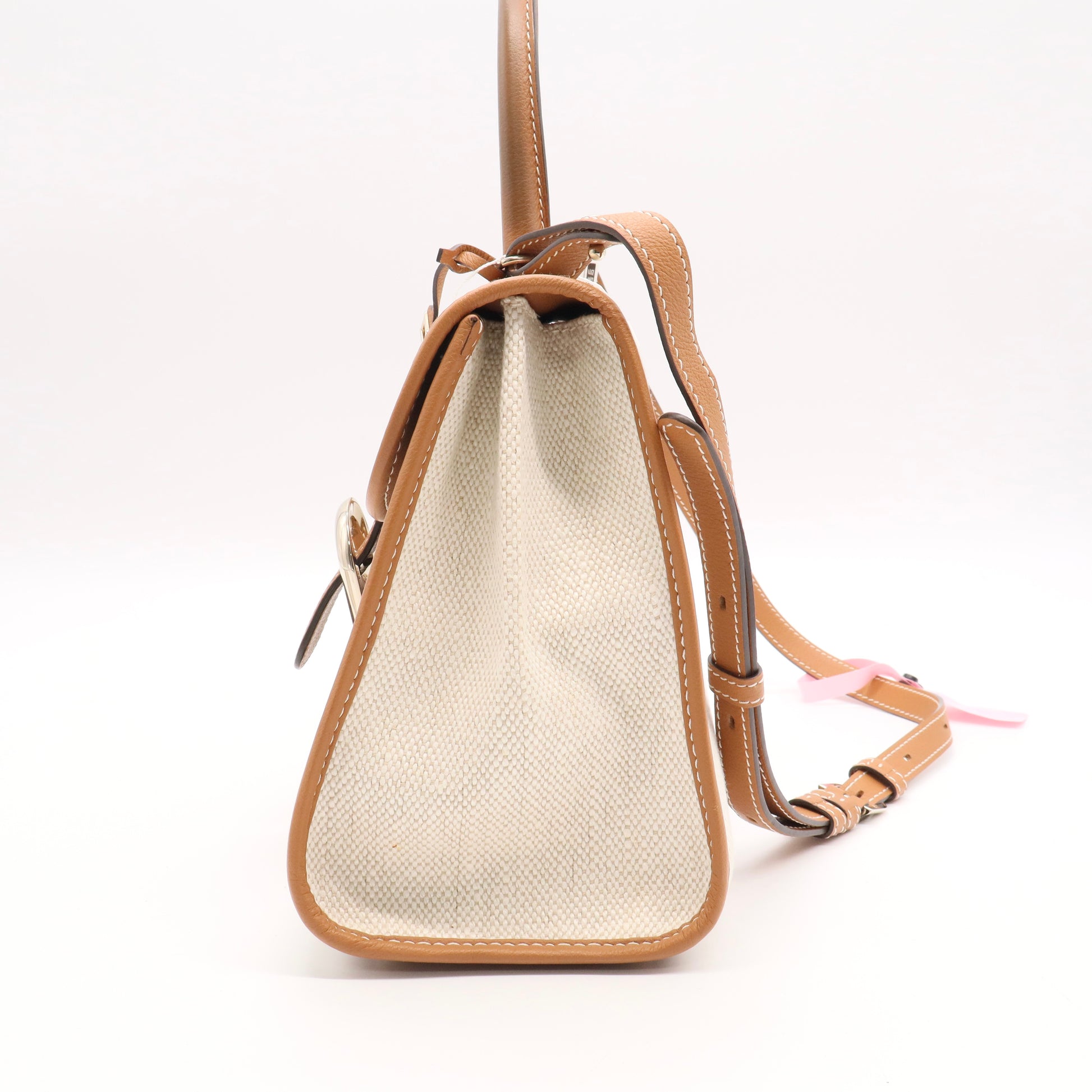 Delvaux Ivory/Vegetal Toile Sangle Brillant MM Bag twins