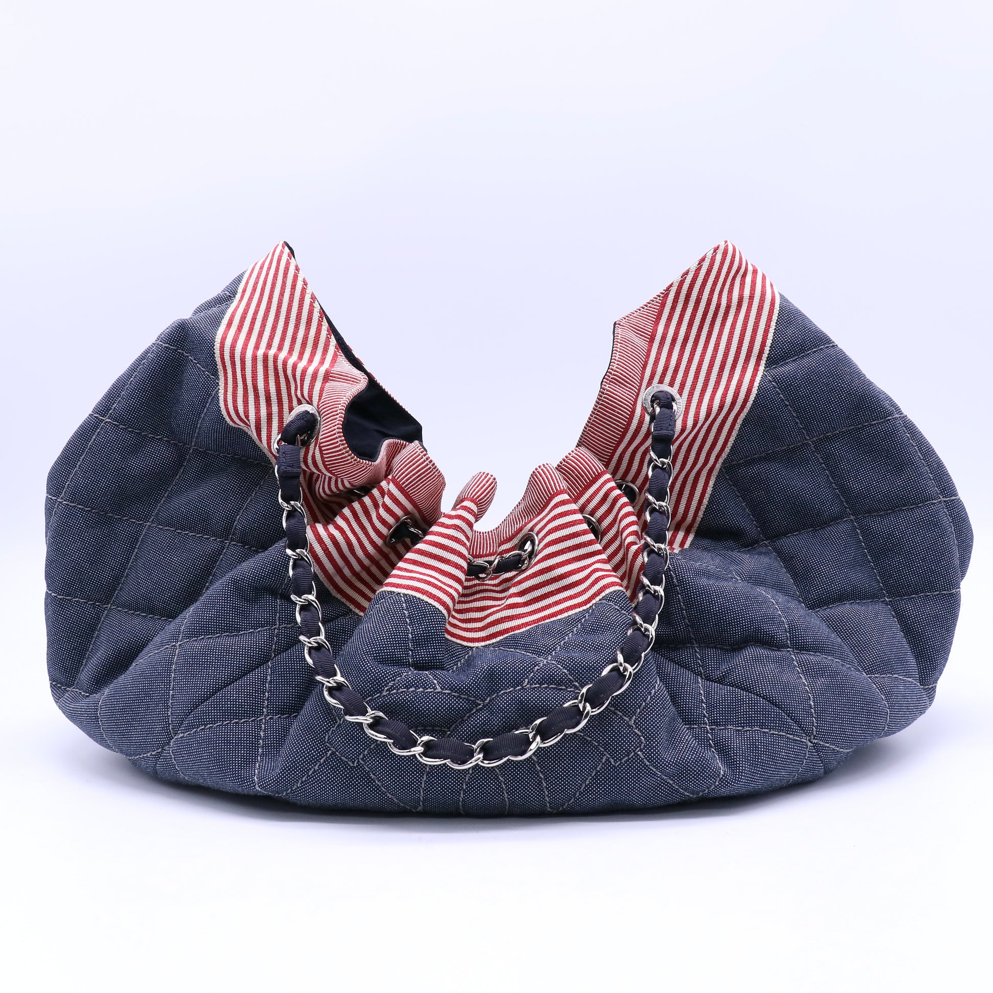 Chanel Coco Cabas Denim Drawstring Tote Bag twins B22363