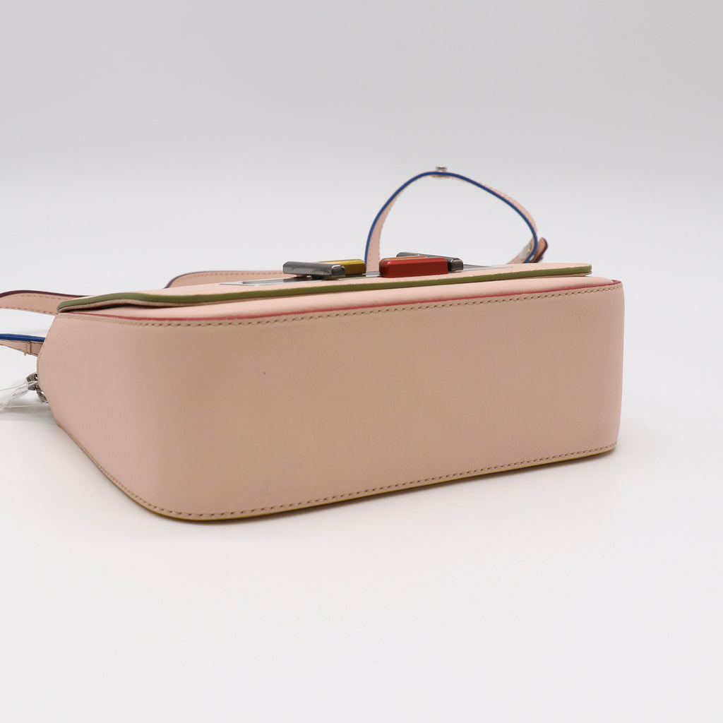 Fendi Pink Calfskin Leather 3Baguette Shoulder Bag Twins LDJ5032