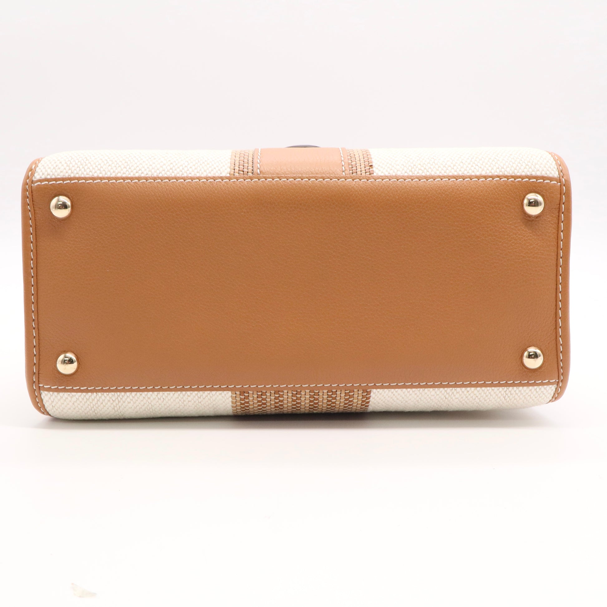 Delvaux Ivory/Vegetal Toile Sangle Brillant MM Bag twins