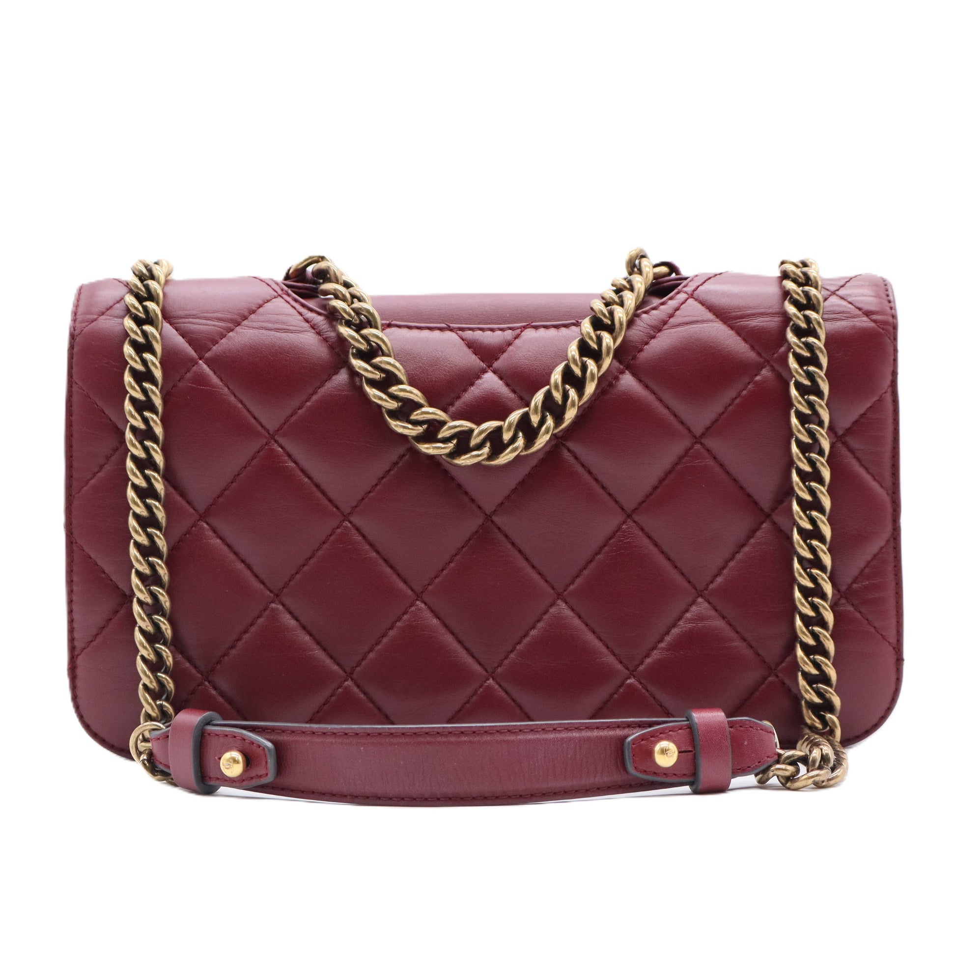 Calfskin Perfect Edge Medium Flap Burgundy