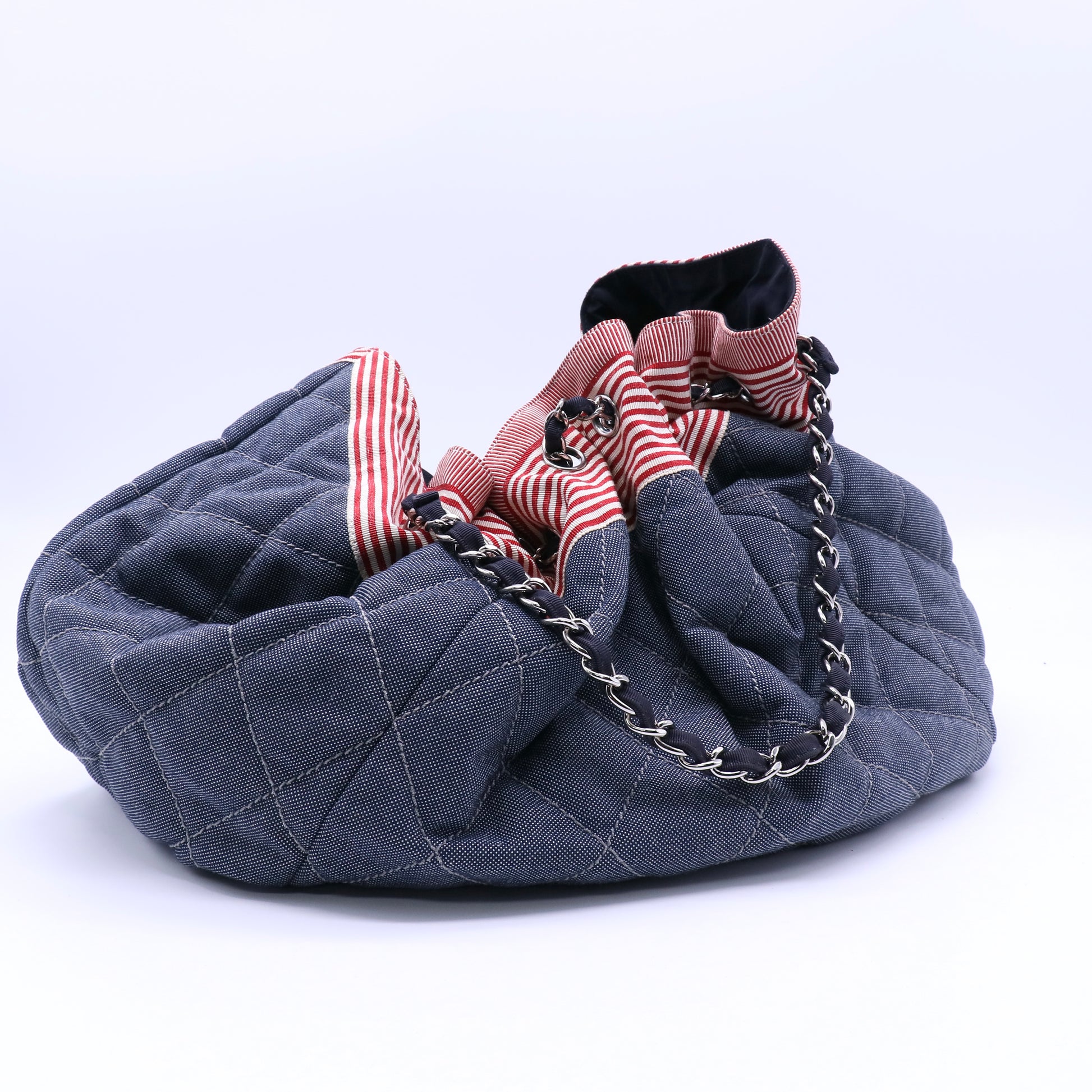 Chanel Coco Cabas Denim Drawstring Tote Bag twins B22363