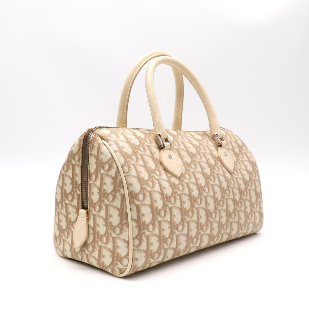 Christian Dior Beige Diorissimo Embroidered Flowers Tote Bag Twins LDJ5037