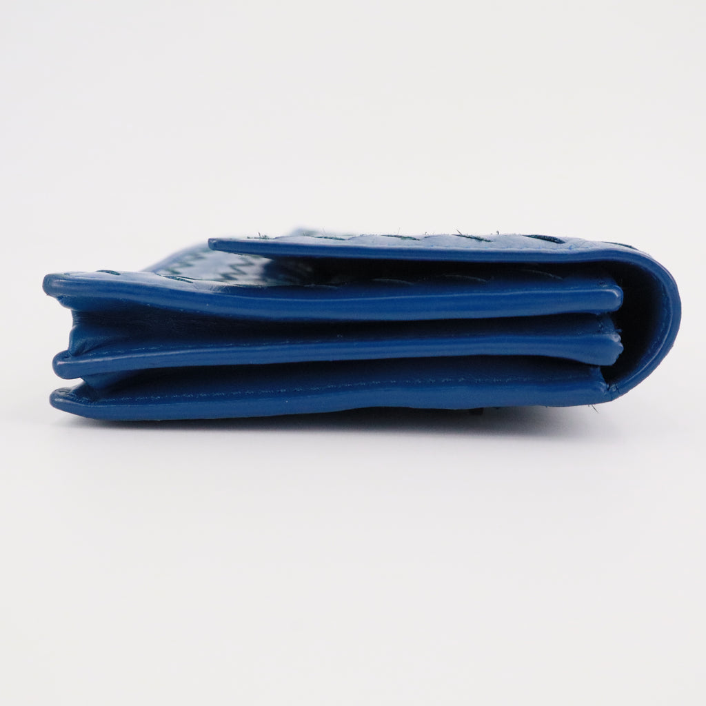Bottega Veneta Nappa Intrecciato Continental Flap Wallet Bluette twins