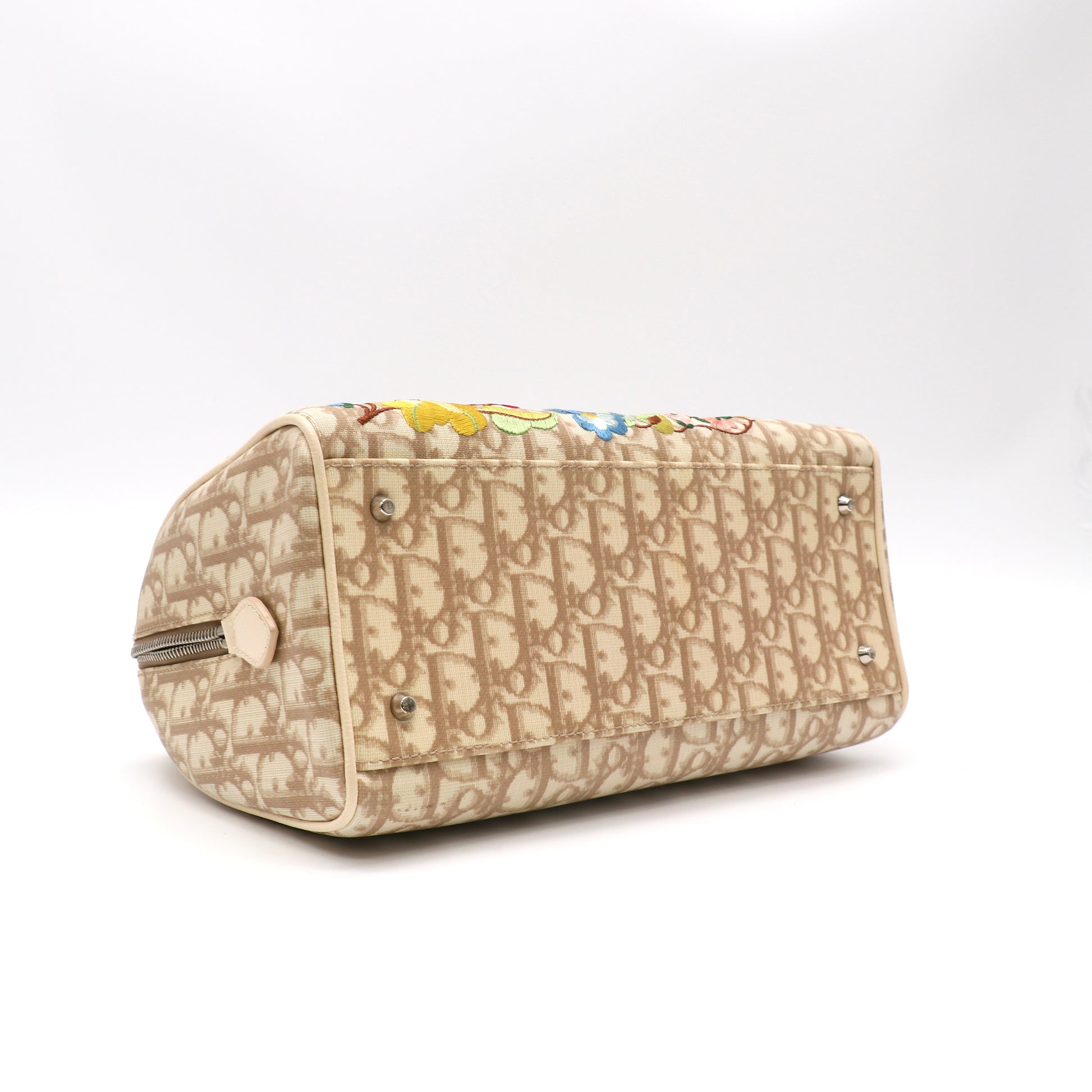 Christian Dior Beige Diorissimo Embroidered Flowers Tote Bag Twins LDJ5037