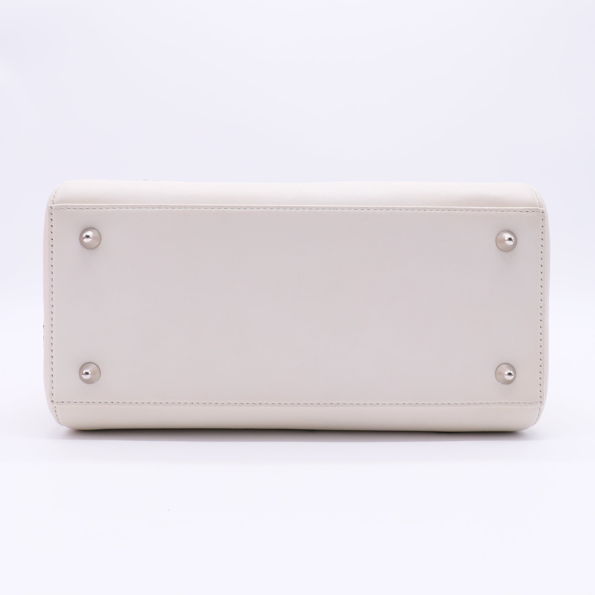 Smooth Calfskin Embroidered Medium Lady Dior White Multicolor twins